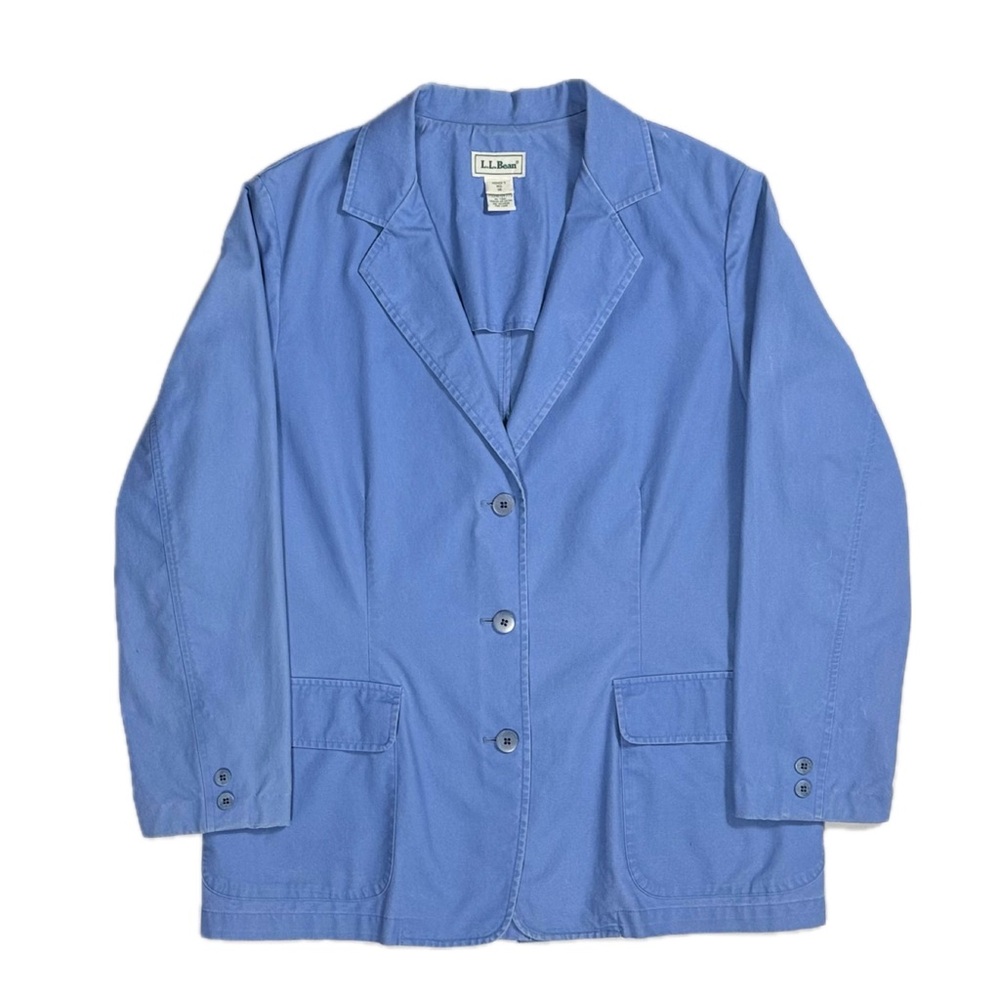 Vintage 90s LL Bean 100% cotton baby blue three‎ button blazer jacket women's 14